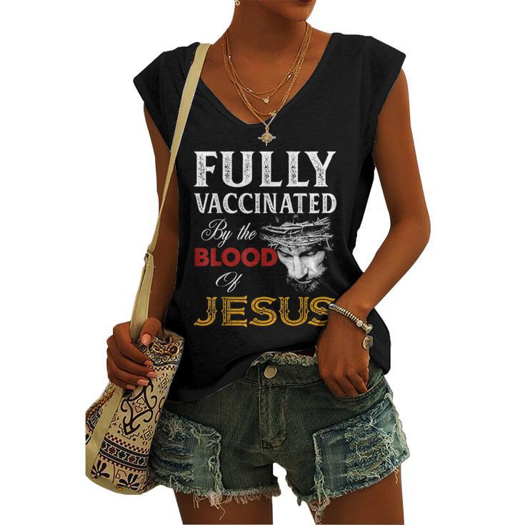 Fully Vaccinated By The Blood Of Jesus Christian Jesus Faith Women's V-neck Casual Sleeveless Tank Top