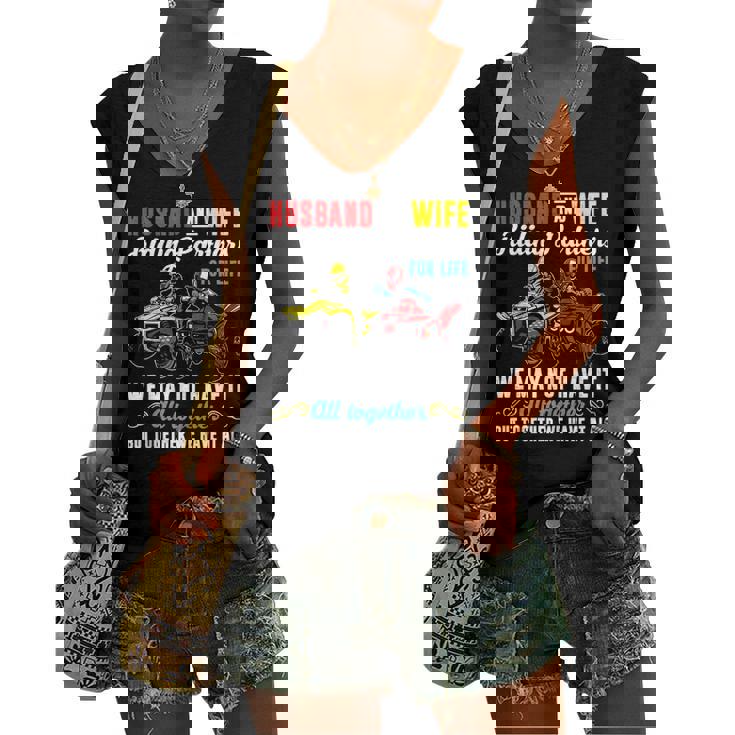 Husband & Wife Riding Partners For Life 4 Wheeler Quad Bike Women's V-neck Tank Top