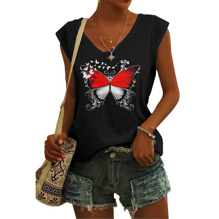 Indonesia Flag Indonesian Butterfly Lover Women's V-neck Tank Top