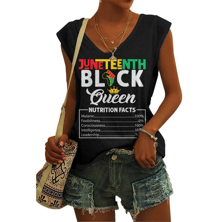 Junenth Black Queen Nutritional Facts Freedom Day Women's V-neck Tank Top