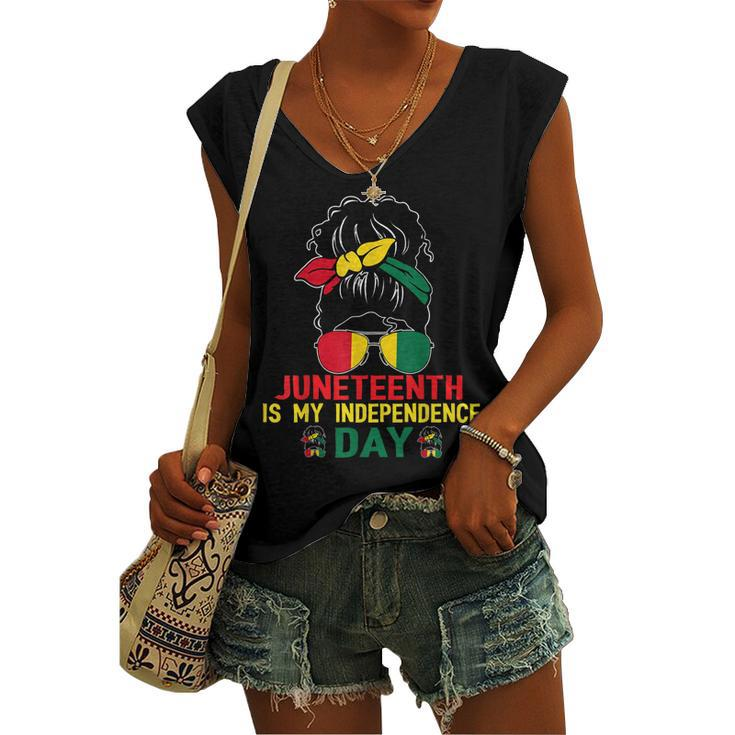 Juneteenth Is My Independence Day Black Girl 4Th Of July Women's Vneck Tank Top