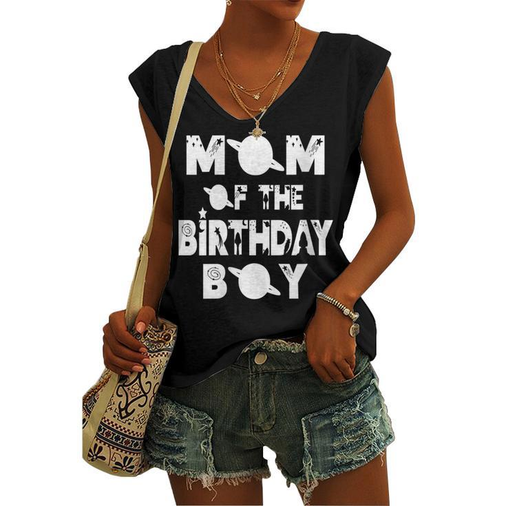Womens Mom Of The Birthday Astronaut Boy And Girl Space Theme Women's Vneck Tank Top