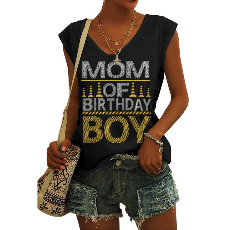 Mom Of The Birthday Boy Construction Birthday Party Family Women's Vneck Tank Top
