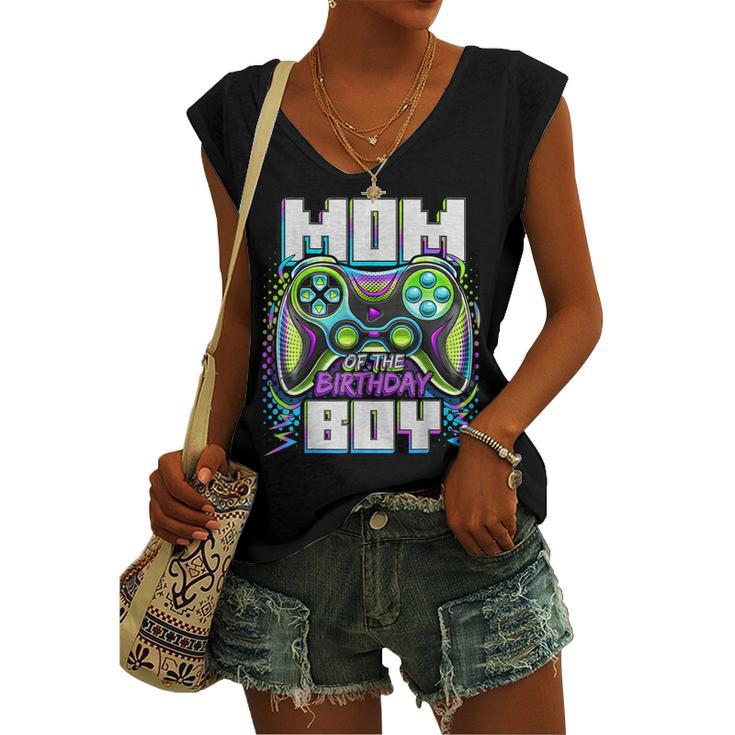 Mom Of The Birthday Boy Matching Video Game Birthday Party Women's Vneck Tank Top