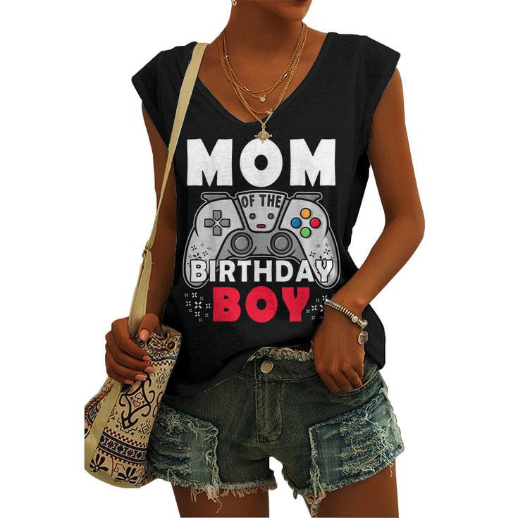 Mom Of The Birthday Boy Time To Level Up Video Game Birthday Women's Vneck Tank Top