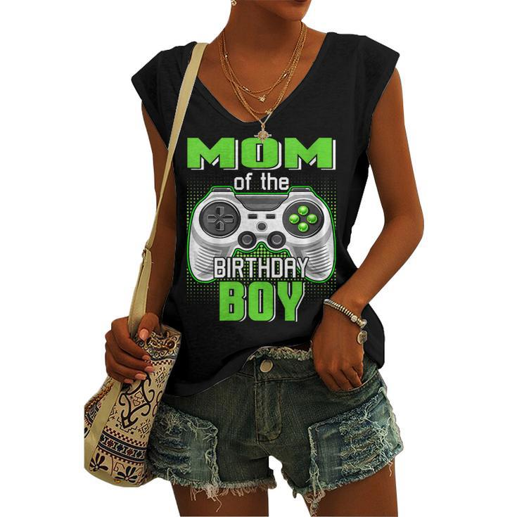 Womens Mom Of The Birthday Boy Video Game B-Day Top Gamer Party Women's Vneck Tank Top