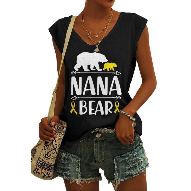 Nana Bear Childhood Cancer Awareness Grandma Of A Warrior Women's V-neck Tank Top