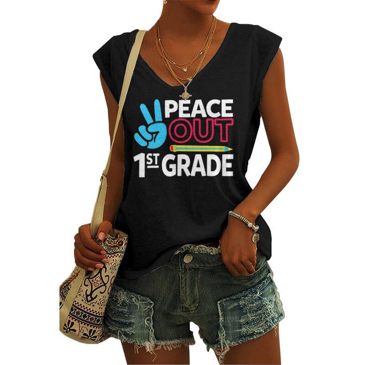 Peace Out 1St Grade Last Day Of School Teacher Girl Boy Women's V-neck Tank Top