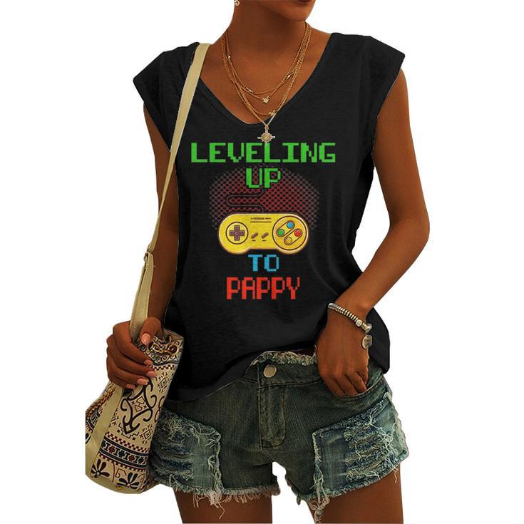 Promoted To Pappy Unlocked Gamer Leveling Up Women's V-neck Tank Top
