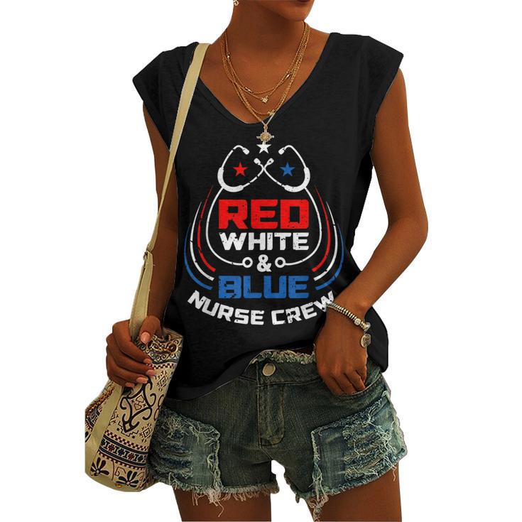 Red White & Blue Nurse Crew American Pride 4Th Of July Women's Vneck Tank Top