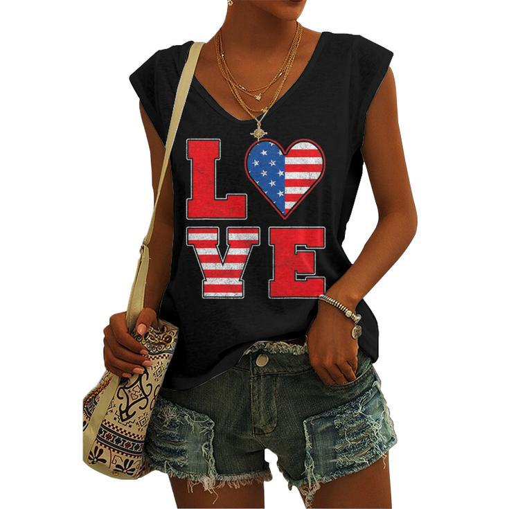 Red White And Blue S For Girl Love American Flag Women's V-neck Tank Top