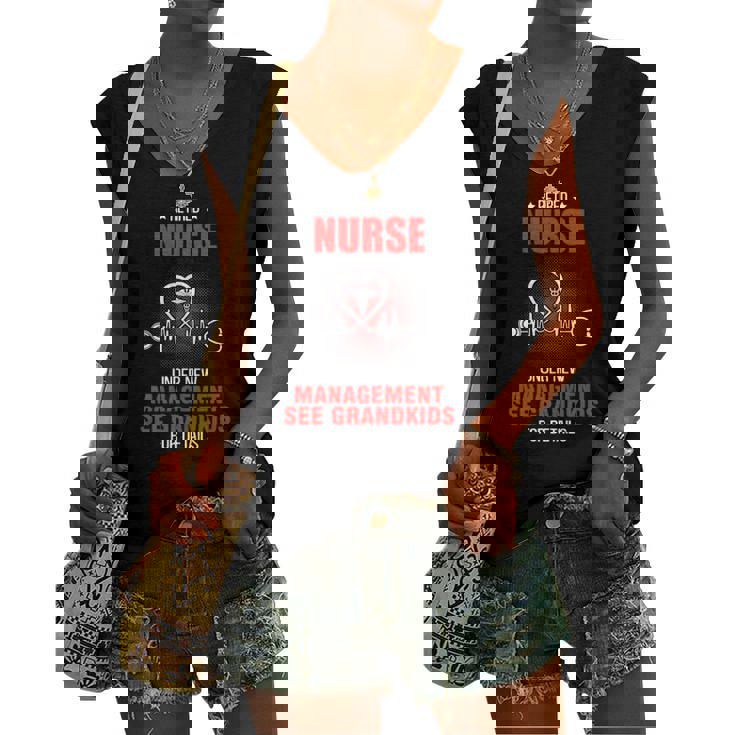 Retired Nurse Under New Management See Grandkids For Nurse Women's V-neck Tank Top