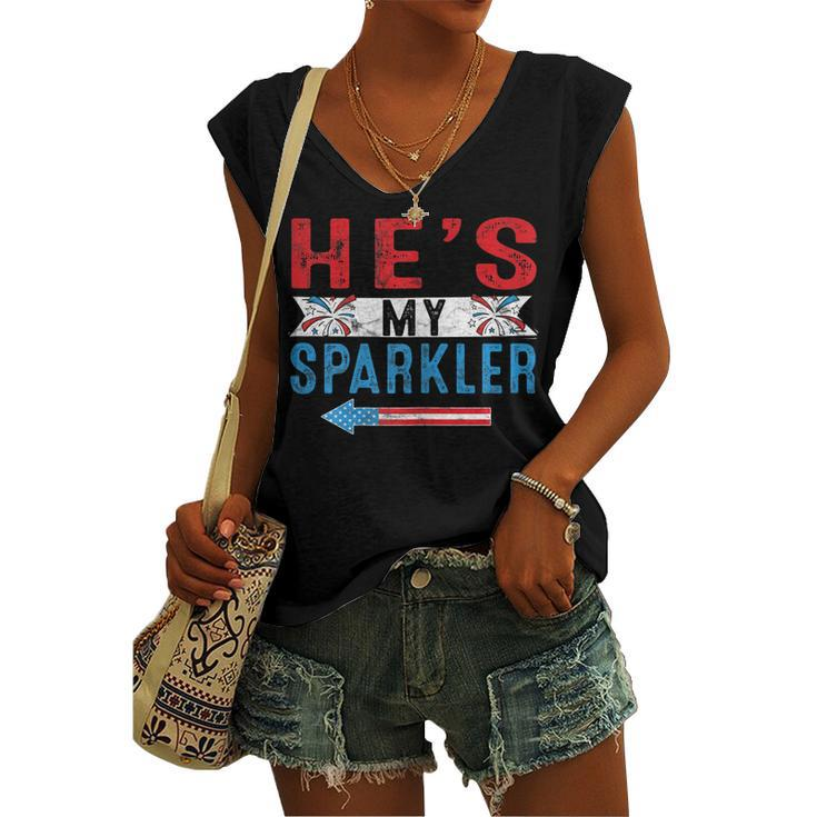Womens Shes My Firecracker 4Th July Matching Couples For Him Women's Vneck Tank Top