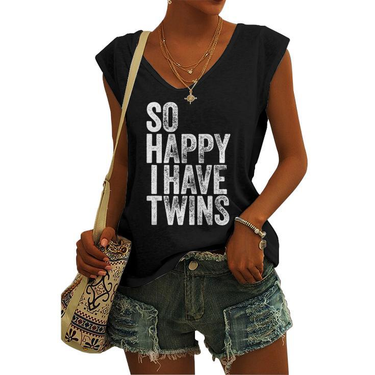 So Happy I Have Twins Fathers Women's V-neck Tank Top