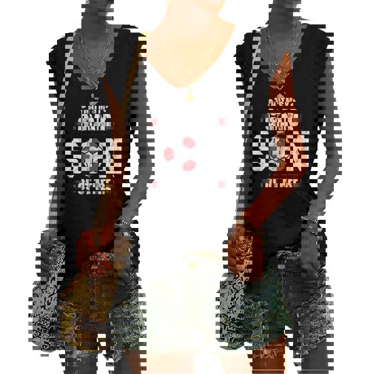 Thats My Grandson Out There Soccer Fan Grandpa Grandma Women's V-neck Tank Top