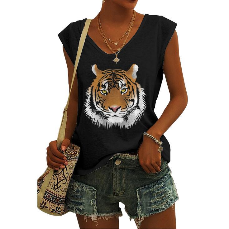 Tiger Face Animal Lover Tigers Zoo Boys Girl Women's V-neck Tank Top