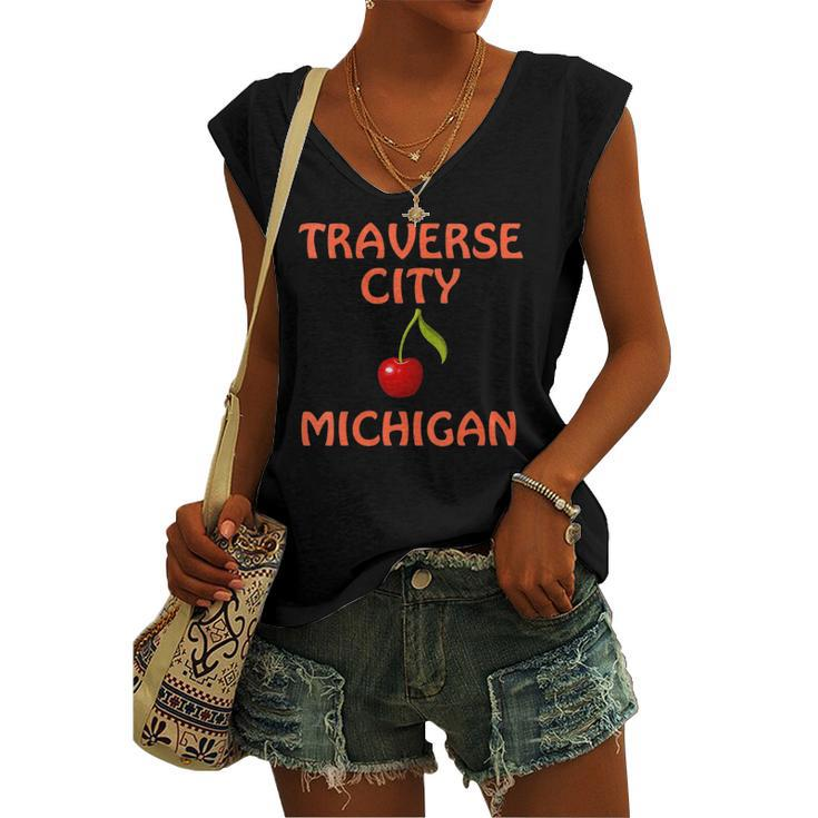 Traverse City And Northern Michigan Summer Apparel Women's V-neck Tank Top