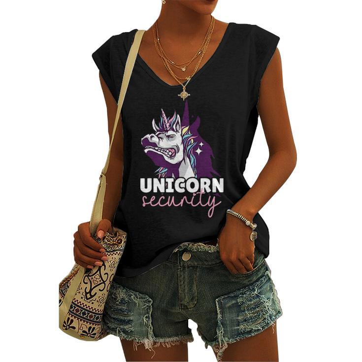 Unicorn For Girls And Woman Unicorn Security Women's V-neck Tank Top