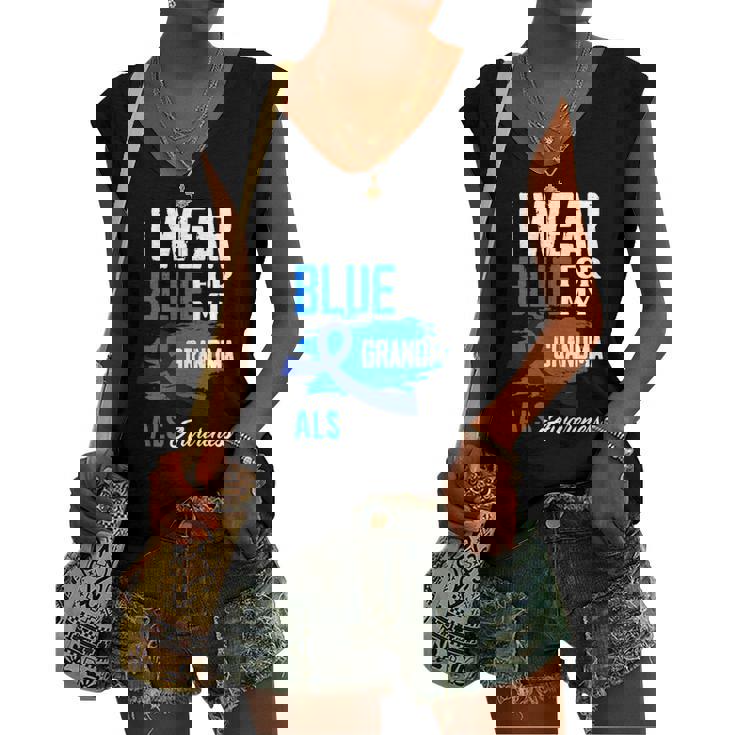 I Wear Blue For My Grandma Support Als Awareness Women's V-neck Tank Top