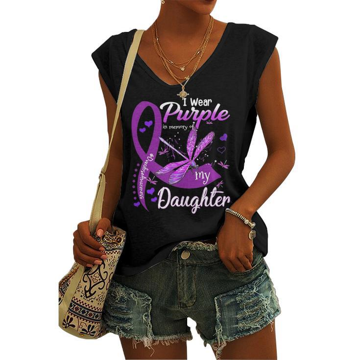 I Wear Purple In Memory For My Daughter Overdose Awareness Women's V-neck Tank Top