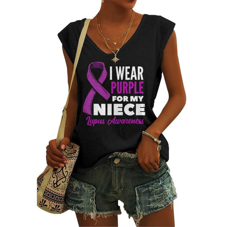 I Wear Purple For My Niece Lupus Uncle Aunt Lupus Awareness Women's V-neck Tank Top