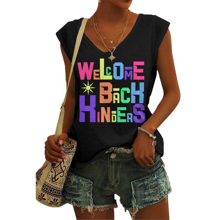 Welcome Back To School Kinders 486 Shirt Women's V-neck Casual Sleeveless Tank Top