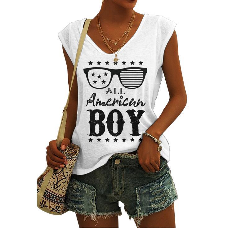 All American Boy 4Th Of July Boys Kids Sunglasses Family  Women's V-neck Casual Sleeveless Tank Top