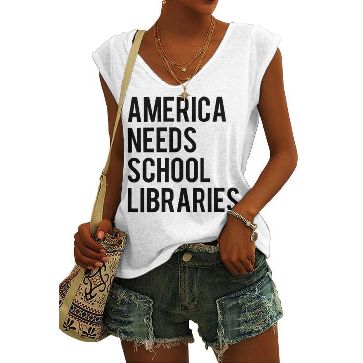 America Needs School Libraries Women's V-neck Casual Sleeveless Tank Top