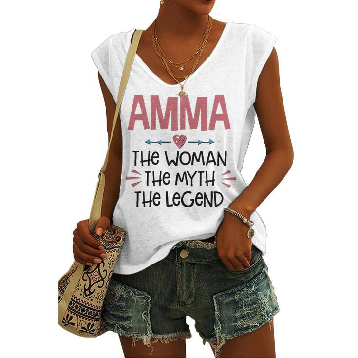 Amma Grandma Amma The Woman The Myth The Legend Women's Vneck Tank Top