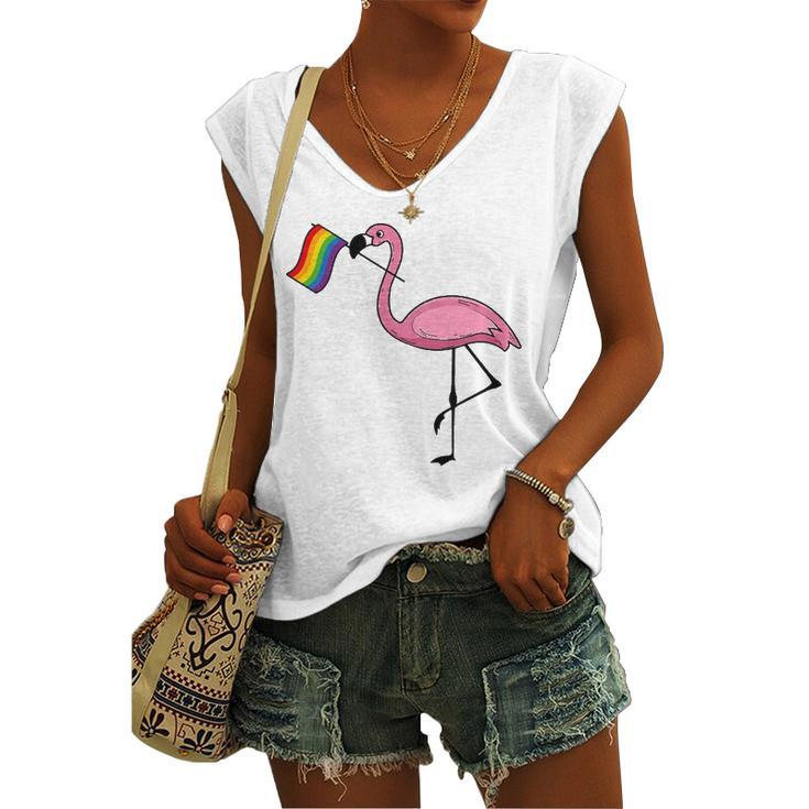 Flamingo Lgbt Flag Cool Gay Rights Supporters Women's V-neck Tank Top