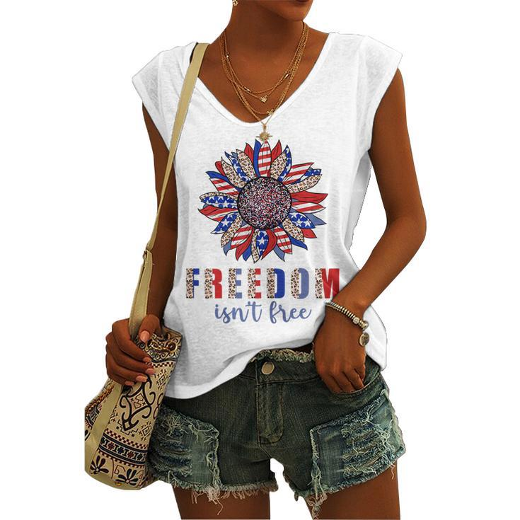 Freedom Isn’T Free Sunflower Memorial Day 4Th Of July Summer Women's Vneck Tank Top