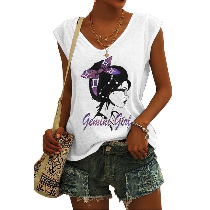 Gemini Girl Birthday Gemini Woman Zodiac Sign Women's Vneck Tank Top