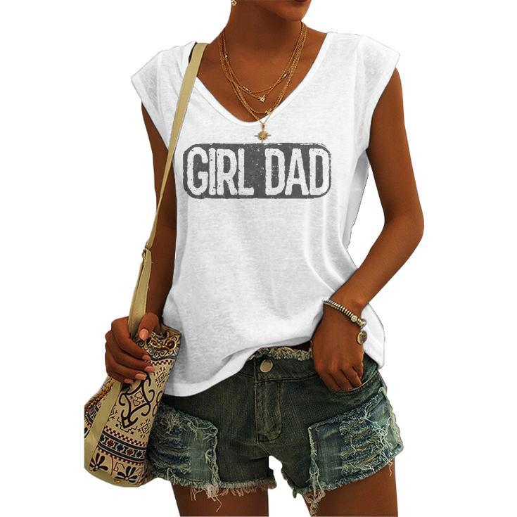 Girl Dad Vintage Proud Father Of Girl Dad Fathers Day Women's V-neck Tank Top
