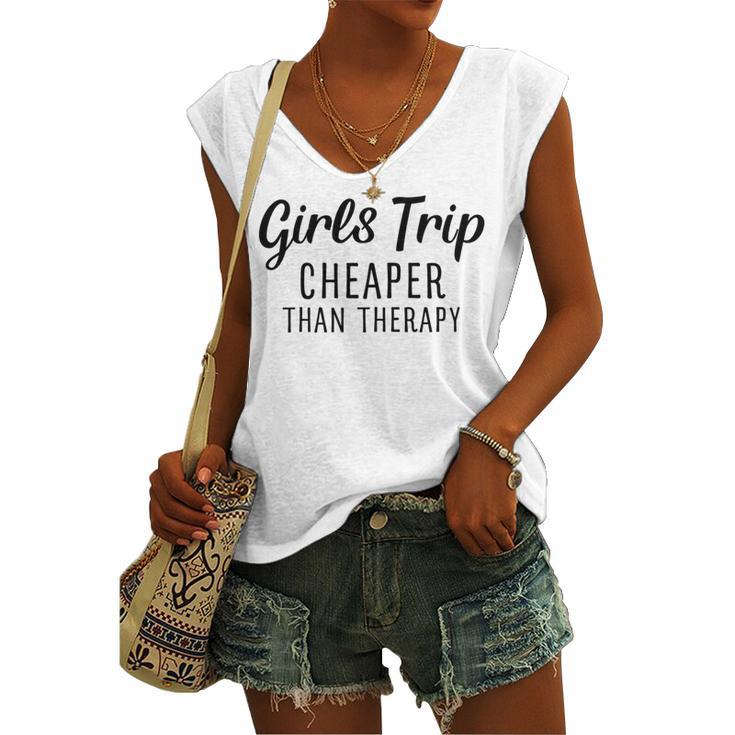 Girls Trip Cheaper Than Therapy Women's V-neck Casual Sleeveless Tank Top