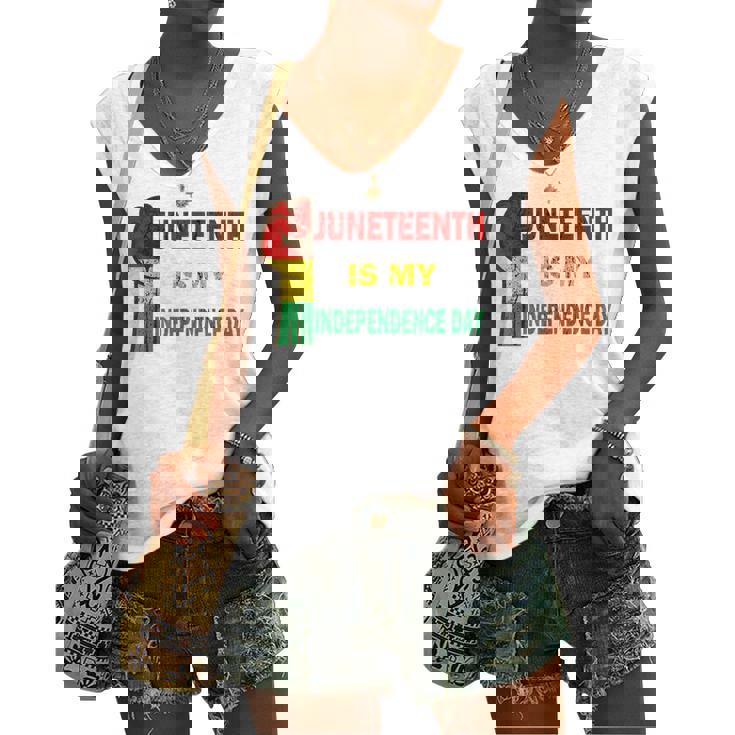 Juneteenth Is My Independence Day For Women Men Kids Vintage Women's Vneck Tank Top