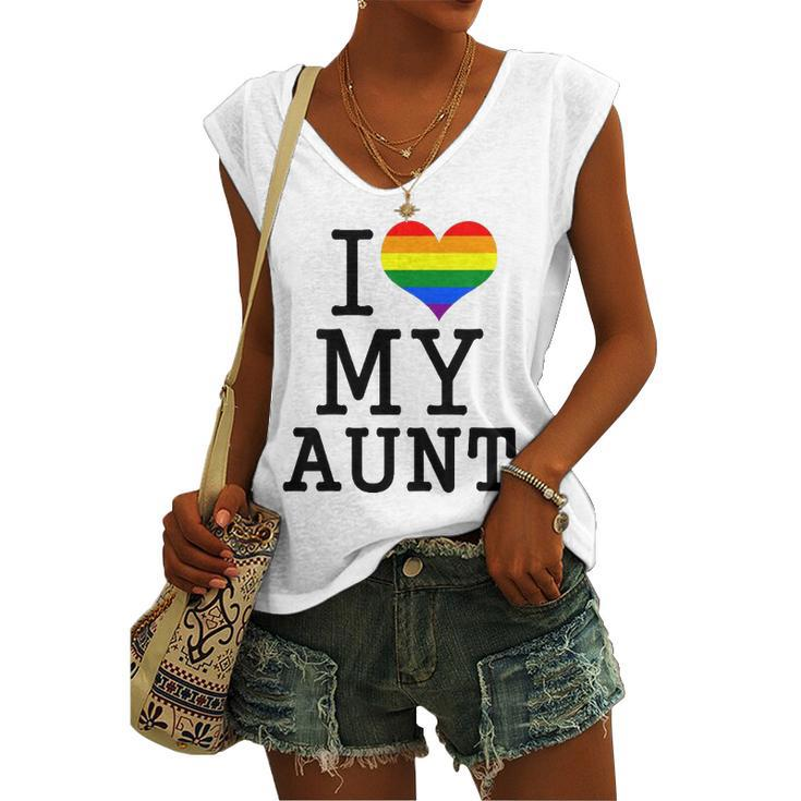 I Love My Gay Aunt Baby Clothes Lgbt Pride Toddler Boy Girl Women's V-neck Tank Top