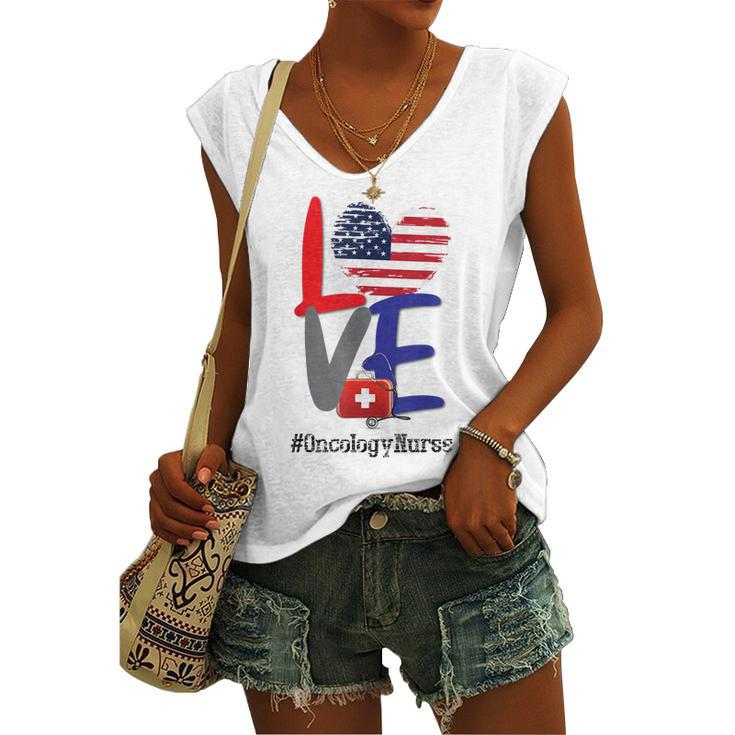 Oncology Nurse Rn 4Th Of July Independence Day American Flag Women's Vneck Tank Top