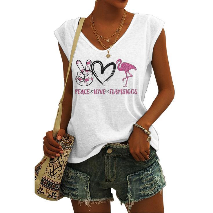 Peace Love Flamingos Flamingo Lover Women's V-neck Tank Top