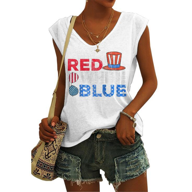 Red White Blue American Flag 4Th Of July Mom Dad Women's Vneck Tank Top