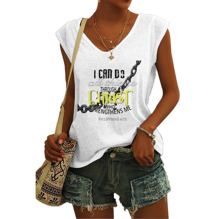 I Can Do All Things Through Christ Philippians 413 Bible Women's V-neck Tank Top
