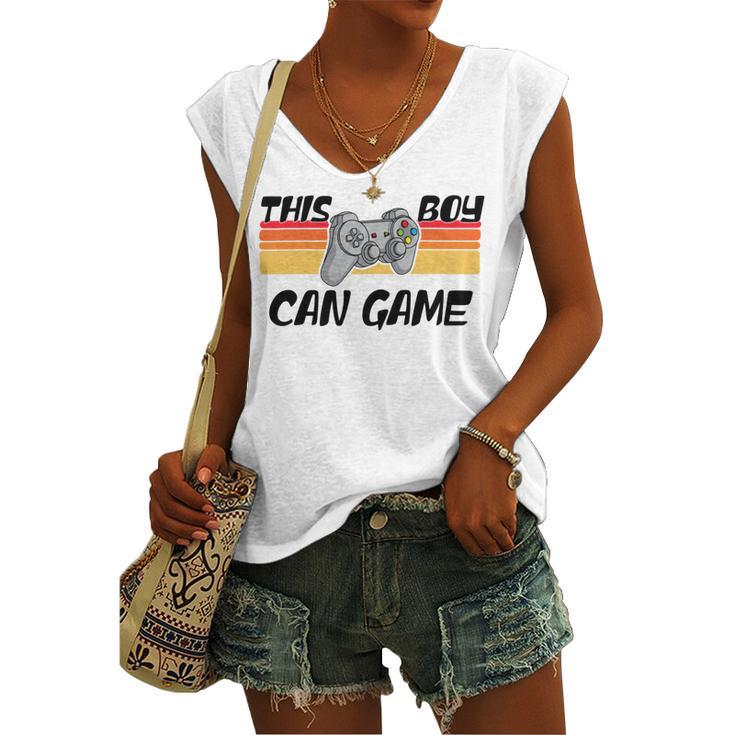 This Boy Can Game Funny Retro Gamer Gaming Controller Women's V-neck Casual Sleeveless Tank Top