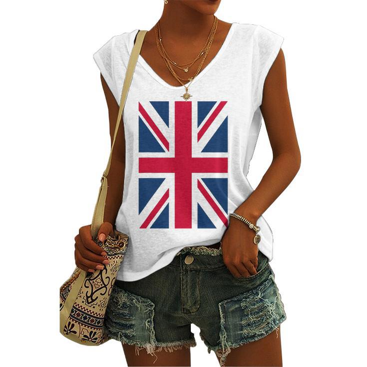 Uk Cool Vertical British Union Jack Flag Women's V-neck Tank Top