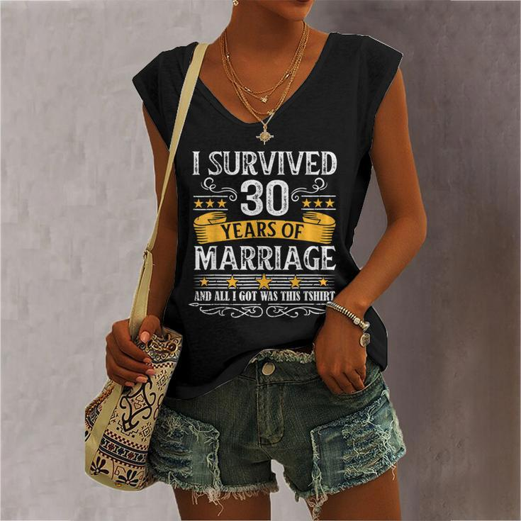 30Th Wedding Anniversary Couples Husband Wife 30 Years V2 Women's V-neck Casual Sleeveless Tank Top