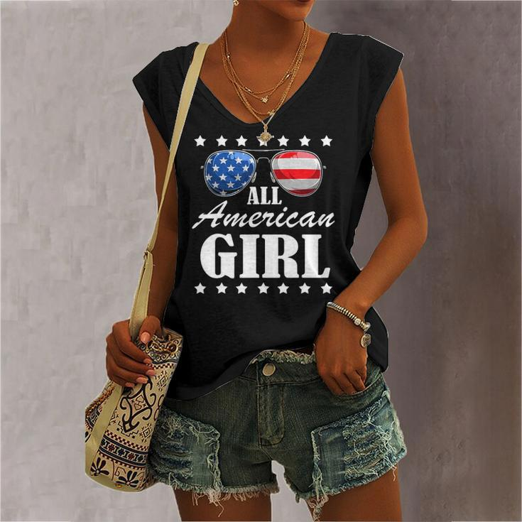 4Th July America Independence Day Patriot Usa & Girls Women's V-neck Tank Top