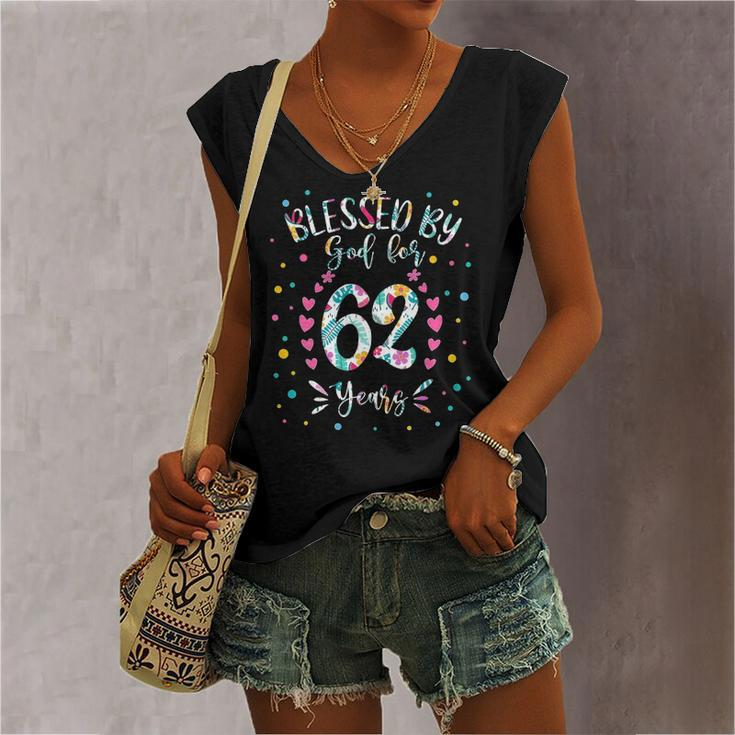 62Nd Birthday S For Blessed By God For 62 Years Women's V-neck Tank Top