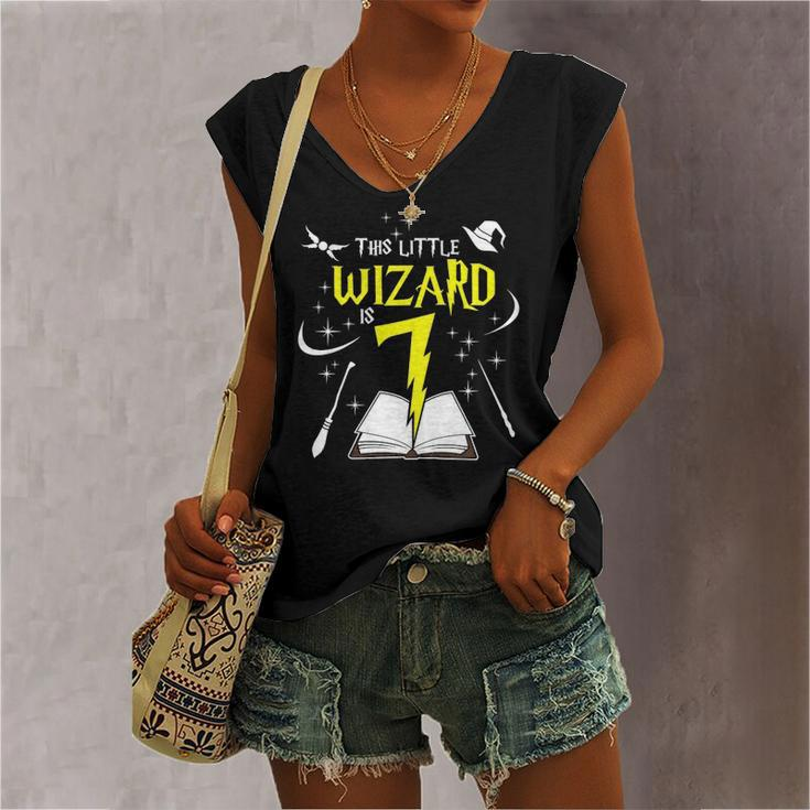7Th Birthday Girls Wizard Magic 7 Years Old Women's V-neck Tank Top
