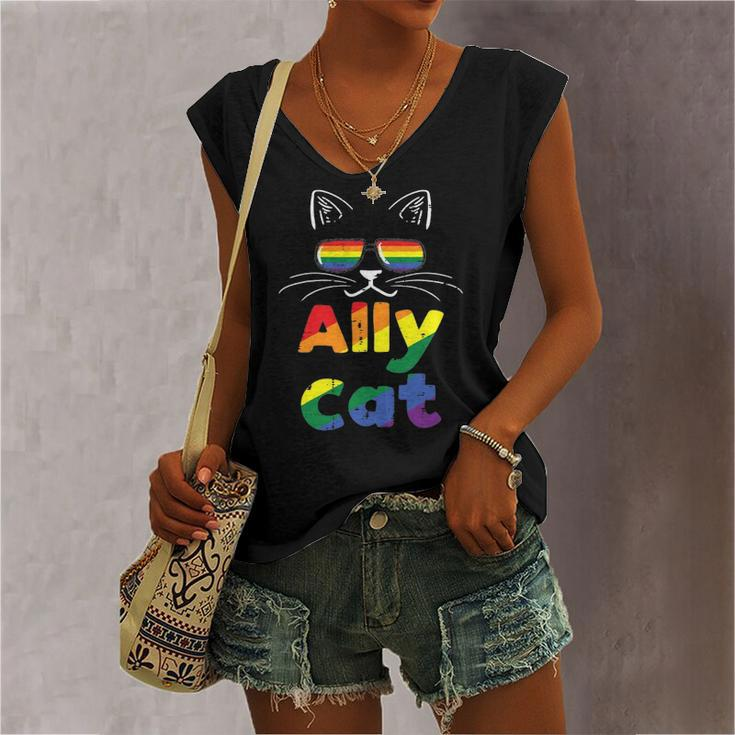 Ally Cat Pride Month Straight Ally Gay Lgbtq Lgbt Women's V-neck Tank Top