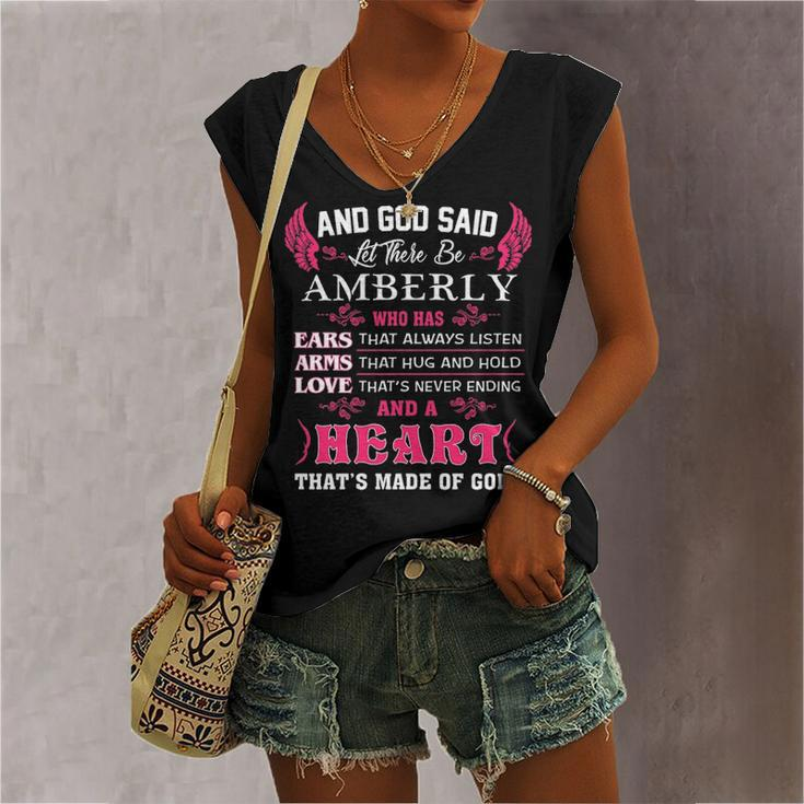 Amberly Name And God Said Let There Be Amberly Women's Vneck Tank Top