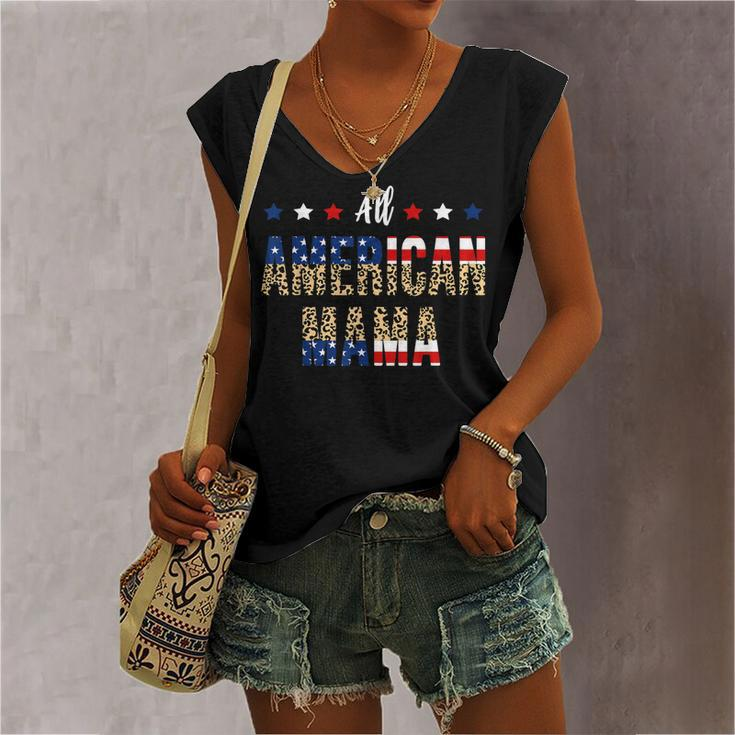 All American Mama 4Th Of July Leopard Fourth Of July Mom Usa Women's Vneck Tank Top