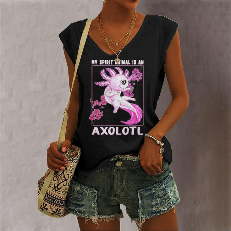 Axolotl Is My Spirit Animal Cherry Blossom Girls Boys Women's V-neck Tank Top
